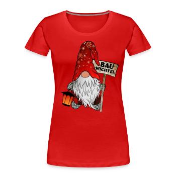 Bau Wichtel – Bauarbeiter Gnome - Frauen Premium Bio T-Shirt - Rot - Vorne - Mia (176cm)