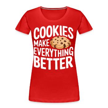 Cookies Biscuits Biscuits Biscuits Chocolat - T-shirt bio Premium Femme - rouge - Devant - Mia (176cm)