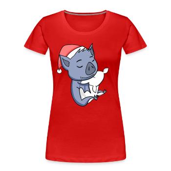 Noël des chauves-souris - T-shirt bio Premium Femme - rouge - Devant - Mia (176cm)