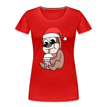 Thé à bulles de Noël paresseux - T-shirt bio Premium Femme - rouge - Devant - Mia (176cm)