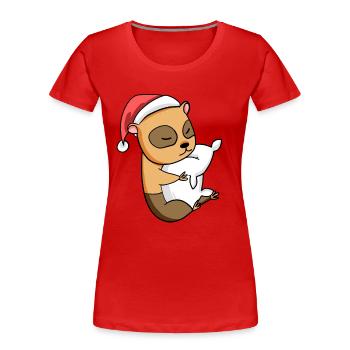 Domestic Guinea Pig Cute Tired Christmas - Women's Premium Organic T-Shirt - red - Front - Mia (176cm)