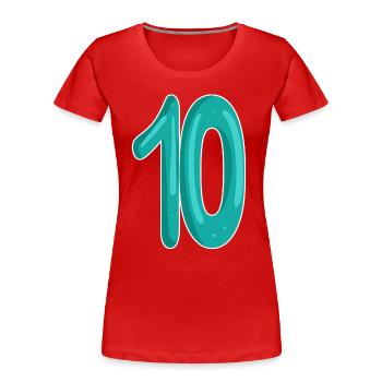 Zehn 10 Nummer Zahl - Frauen Premium Bio T-Shirt - Rot - Vorne - Mia (176cm)