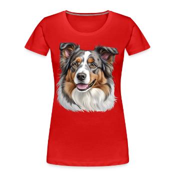 Australian Shepherd Kopf - Frauen Premium Bio T-Shirt - Rot - Vorne - Mia (176cm)