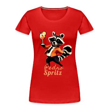 Waschbär,graffiti,illustration,Pedro - Frauen Premium Bio T-Shirt - Rot - Vorne - Mia (176cm)