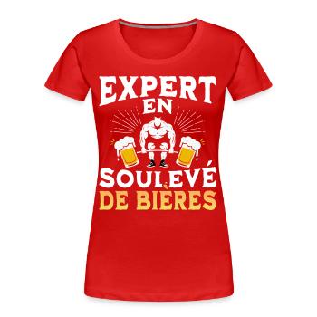 Expert En Soulevé De Bières Humour - T-shirt bio Premium Femme - rouge - Devant - Mia (176cm)