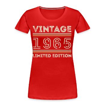 Millésime 1965 - Année 1965 Cadeau d’anniversaire 1965 - T-shirt bio Premium Femme - rouge - Devant - Mia (176cm)