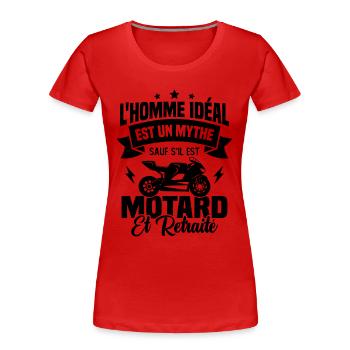 Motard Et Retraité - T-shirt bio Premium Femme - rouge - Devant - Mia (176cm)