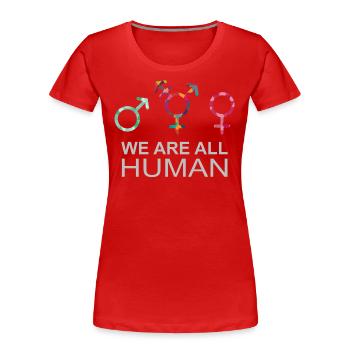 Nous sommes tous des symboles de genre LGBT humains - T-shirt bio Premium Femme - rouge - Devant - Mia (176cm)