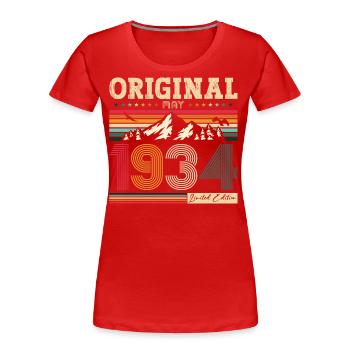 Original Mai 1934 Vintage 1934 Anniversaire 1934 - T-shirt bio Premium Femme - rouge - Devant - Mia (176cm)