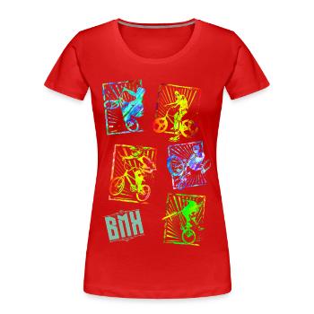 Vélo BMX | Vélo BMX | BMX | Idée cadeau - T-shirt bio Premium Femme - rouge - Devant - Mia (176cm)