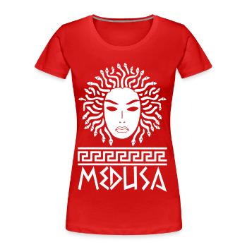 Frau mit Schlangenhaar (weiß) - Frauen Premium Bio T-Shirt - Rot - Vorne - Mia (176cm)