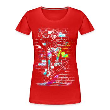 Skate - Skateboard - Skater Skull - Frauen Premium Bio T-Shirt - Rot - Vorne - Mia (176cm)