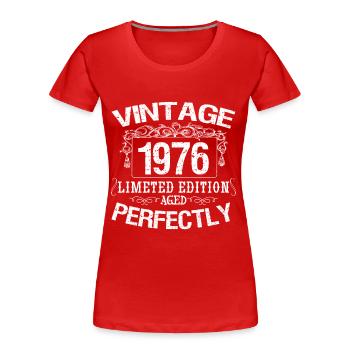 1976 Limited Edition | Jahrgang 1976 perfekt gealtert - Frauen Premium Bio T-Shirt - Rot - Vorne - Mia (176cm)