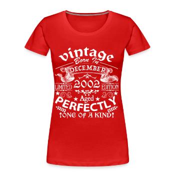 December 2002 | birthday 2002 Vintage December - T-shirt bio Premium Femme - rouge - Devant - Mia (176cm)