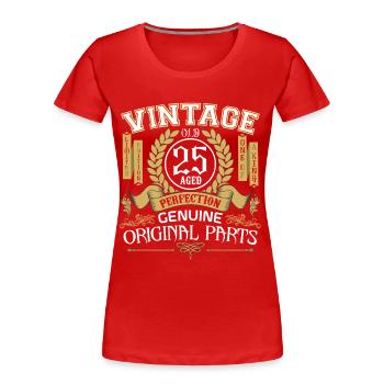 Jahrgang 25 Jahre - Geburtstagsgeschenk 25 Jahre - Frauen Premium Bio T-Shirt - Rot - Vorne - Mia (176cm)