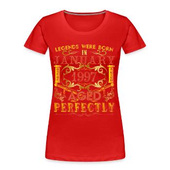 January 1997 - birthday 1997 legends were born. - Women's Premium Organic T-Shirt - red - Front - Mia (176cm)