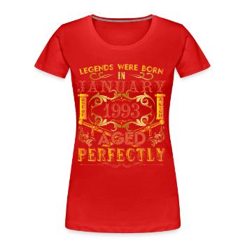 January 1993 - birthday 1993 legends were born. - Women's Premium Organic T-Shirt - red - Front - Mia (176cm)