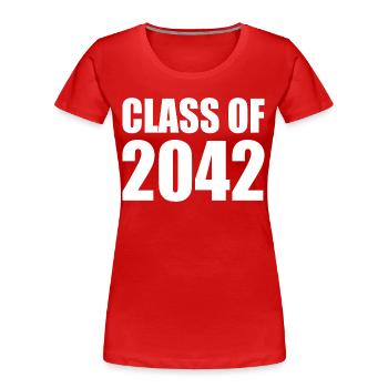 Class of 2042 - T-shirt bio Premium Femme - rouge - Devant - Mia (176cm)