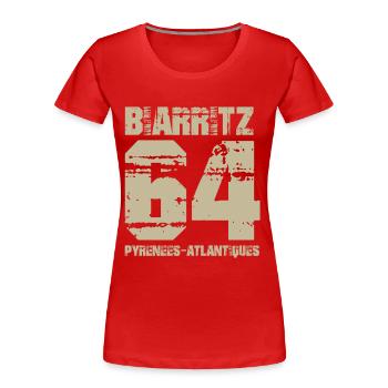 Aquitaine Pyrénées Atlantiques 64 Biarrritz - T-shirt bio Premium Femme - rouge - Devant - Mia (176cm)