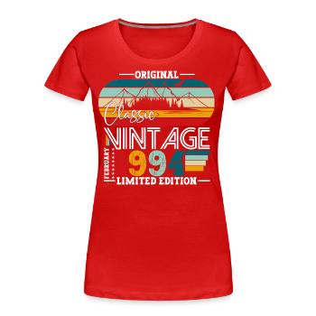 30. Geburtstag Klassiker Februar Jahrgang 1994 - Frauen Premium Bio T-Shirt - Rot - Vorne - Mia (176cm)