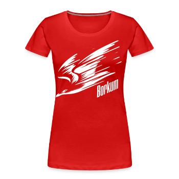 Borkum Dive Low Flyer Seagull Vacation T-Shirt - Women's Premium Organic T-Shirt - red - Front - Mia (176cm)
