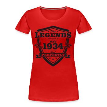 Légende Mai 1934 Né en 1934 Anniversaire 1934 - T-shirt bio Premium Femme - rouge - Devant - Mia (176cm)