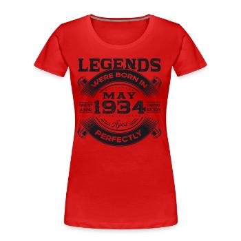 Légende Mai 1934 Né en 1934 Anniversaire 1934 - T-shirt bio Premium Femme - rouge - Devant - Mia (176cm)