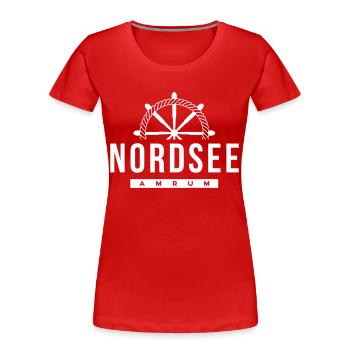 Amrum - Frauen Premium Bio T-Shirt - Rot - Vorne - Mia (176cm)