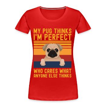 Mops Liebhaber lustiger spruch mops retro - Frauen Premium Bio T-Shirt - Rot - Vorne - Mia (176cm)