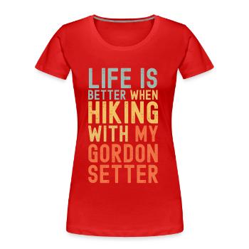 Gordon-Setter Chien de randonnée rétro - T-shirt bio Premium Femme - rouge - Devant - Mia (176cm)