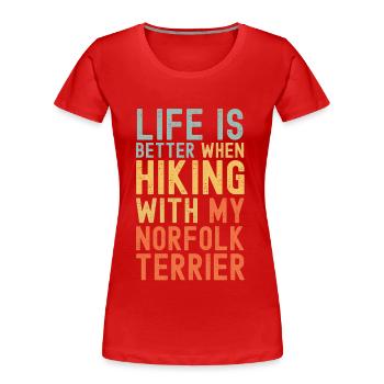 Norfolk-Terrier Wanderhund retro - Frauen Premium Bio T-Shirt - Rot - Vorne - Mia (176cm)