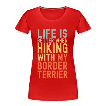 Border-Terrier Chien de randonnée rétro - T-shirt bio Premium Femme - rouge - Devant - Mia (176cm)