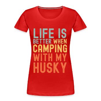 Husky Camping retro vintage - Women's Premium Organic T-Shirt - red - Front - Mia (176cm)
