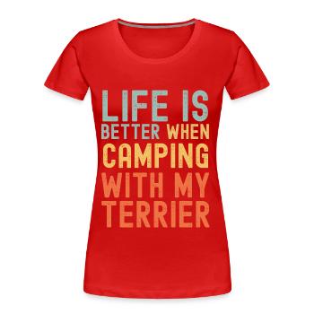 Terrier Camping retro vintage - Women's Premium Organic T-Shirt - red - Front - Mia (176cm)