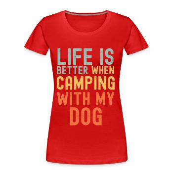 Dog Camping retro vintage - Women's Premium Organic T-Shirt - red - Front - Mia (176cm)