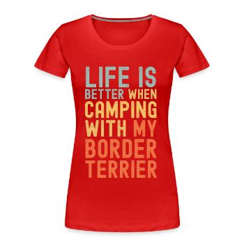 Border Terrier Camping rétro vintage - T-shirt bio Premium Femme - rouge - Devant - Mia (176cm)