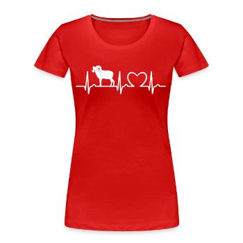 Capricorne - Courbe ECG - Courbe du cœur - Pouls - T-shirt bio Premium Femme - rouge - Devant - Mia (176cm)