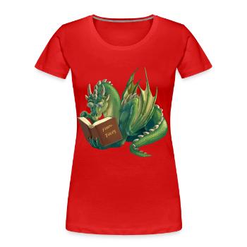 reading dragon - T-shirt bio Premium Femme - rouge - Devant - Mia (176cm)
