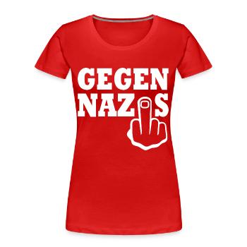 Gegen nazis Mittelfinger - Frauen Premium Bio T-Shirt - Rot - Vorne - Mia (176cm)