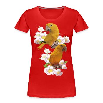 Der goldene Papagei - Frauen Premium Bio T-Shirt - Rot - Vorne - Mia (176cm)