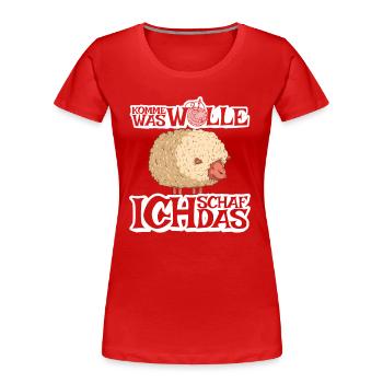 Komme was Wolle ich Schaf das - Frauen Premium Bio T-Shirt - Rot - Vorne - Mia (176cm)