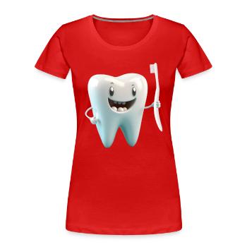 Happy Smiling Molar molar molar avec brosse à dents - T-shirt bio Premium Femme - rouge - Devant - Mia (176cm)