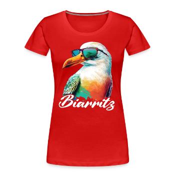 Biarritz vacances mouette colorée fraîche avec lunettes de soleil - T-shirt bio Premium Femme - rouge - Devant - Mia (176cm)