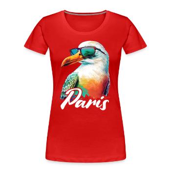 Paris Frankreich Urlaub Möwe mit Sonnenbrille - Frauen Premium Bio T-Shirt - Rot - Vorne - Mia (176cm)