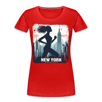 Läuferin Skyline NYC - Frauen Premium Bio T-Shirt - Rot - Vorne - Mia (176cm)