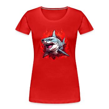 Fin City Street Swag | Shark Streetwear Collection - Frauen Premium Bio T-Shirt - Rot - Vorne - Mia (176cm)