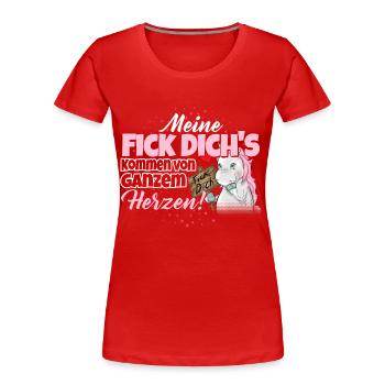 Einhorn - Fick Dich - Frauen Premium Bio T-Shirt - Rot - Vorne - Mia (176cm)