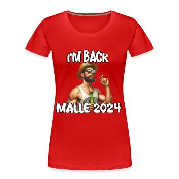 Malle 2024 Party Mallorca - Frauen Premium Bio T-Shirt - Rot - Vorne - Mia (176cm)