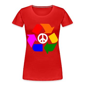 Signe lgbt de paix - signe de paix - T-shirt bio Premium Femme - rouge - Devant - Mia (176cm)