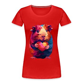 Meerschweinchen - Frauen Premium Bio T-Shirt - Rot - Vorne - Mia (176cm)